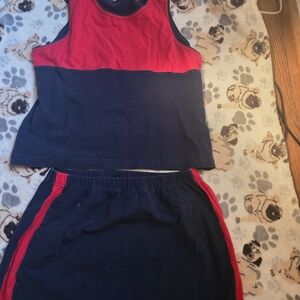 Women's Red and Black Tank Top